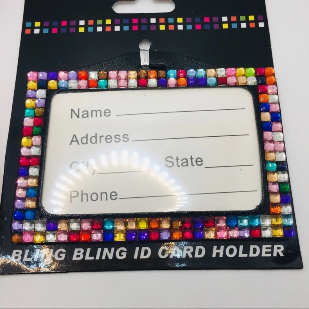 Lanyard & ID Tag Gemmed in Pink and Multi color. Brand new